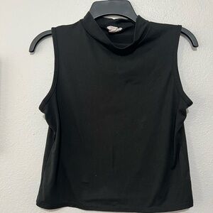 Olivia Rae Black Sleeveless Crop Tank with Mandarin Collar